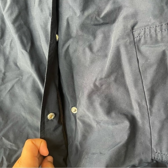 Tommy Hilfiger Zip Up Snap Navy Rain Jacket with Hood Medium - Picture 7 of 10